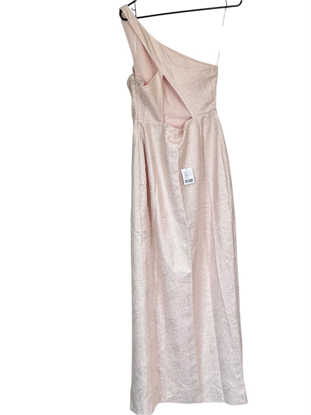 NWT silence + noise One-Shoulder Metallic Powder Pink Maxi Dress w/High Slit 10 - Picture 9 of 10